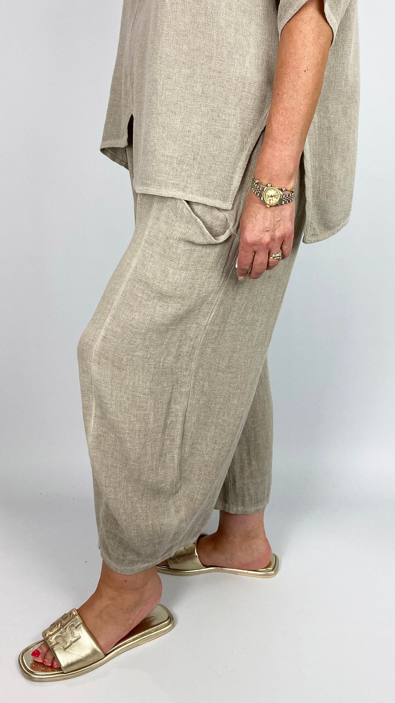 Cotton & linen mix barrel-leg trouser | 4 Colours