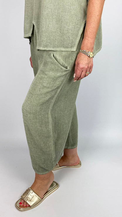Cotton & linen mix barrel-leg trouser | 4 Colours