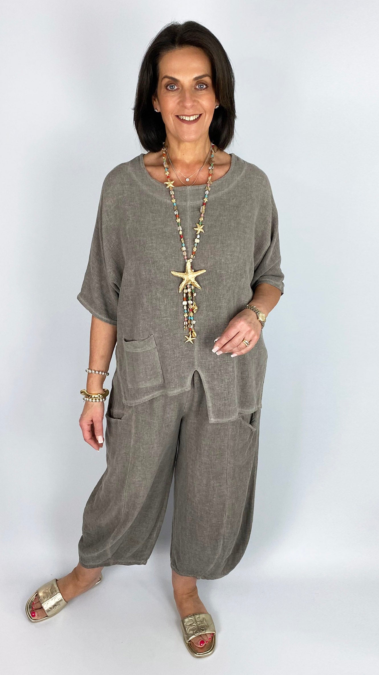 Cotton & linen mix barrel-leg trouser | 4 Colours