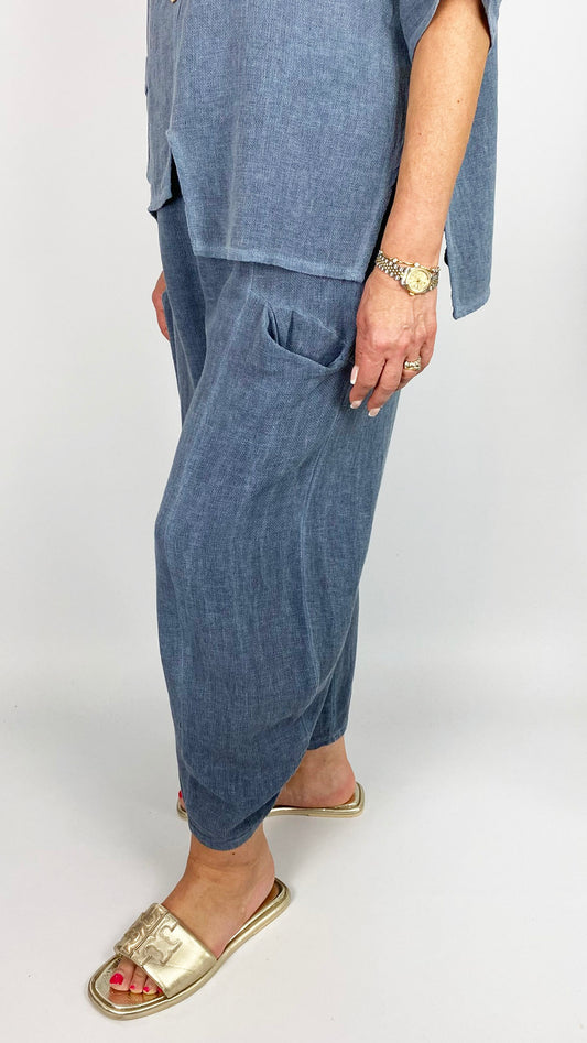 Cotton & linen mix barrel-leg trouser | 4 Colours