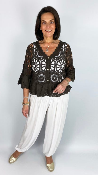Ruched waistband jersey harem pants | 3 colours | back in! + new! White