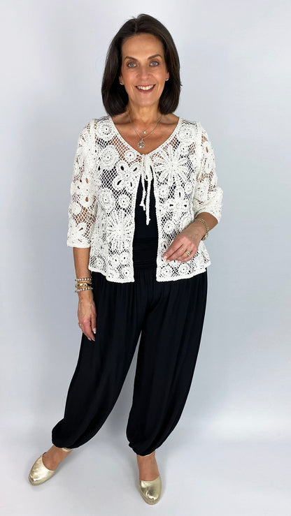 Crochet & sequin tie-or-not cardigan | 2 Colours