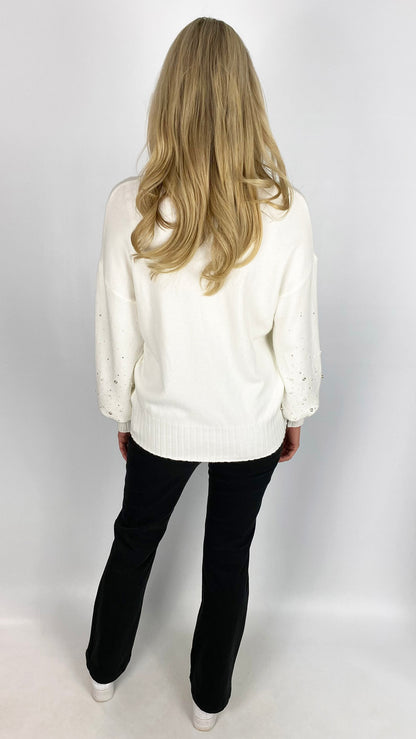 Embellished sleeve rollneck jumper | 2 Colours