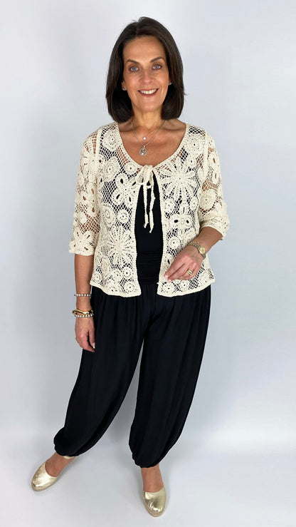 Crochet & sequin tie-or-not cardigan | 2 Colours