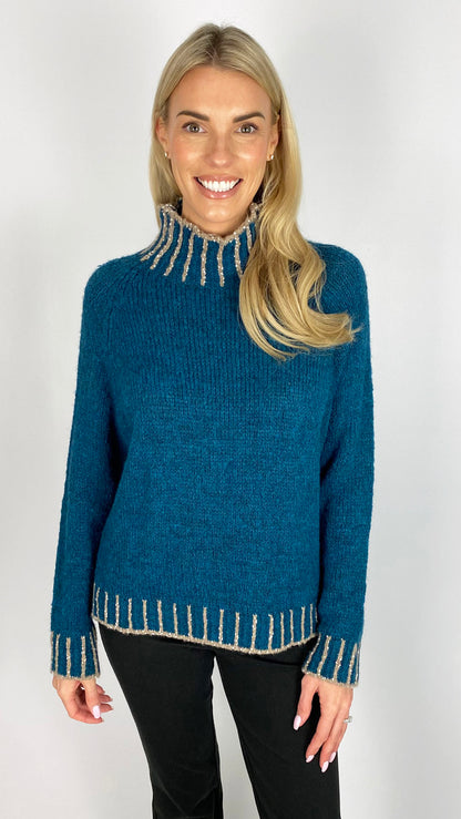 Contrast stitch turtle neck jumper | 4 Colours