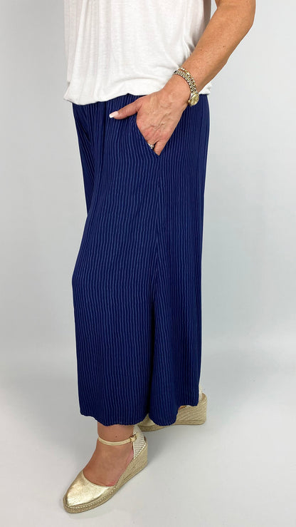 Pinstripe culotte pull-on pants | 3 Colours