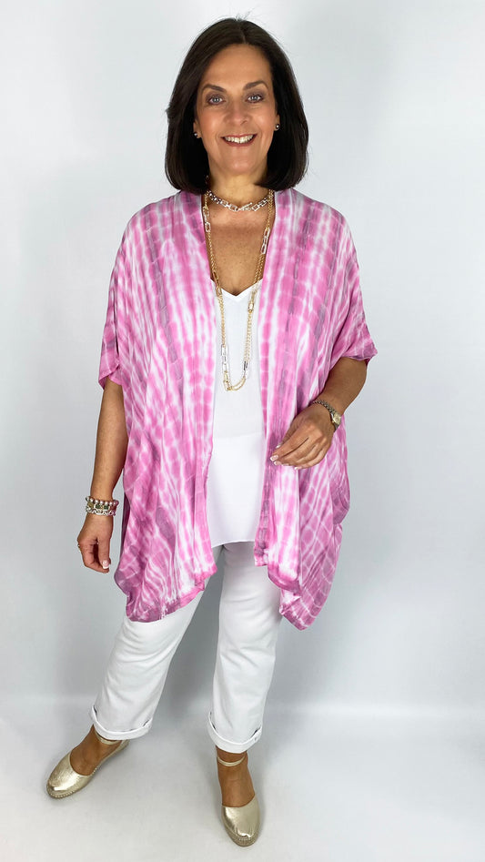 Short sleeve natural tie dye kimono jacket | 4 Colours