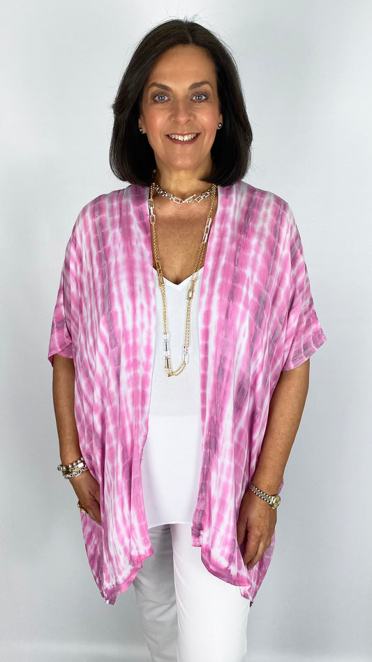Short sleeve natural tie dye kimono jacket | 4 Colours