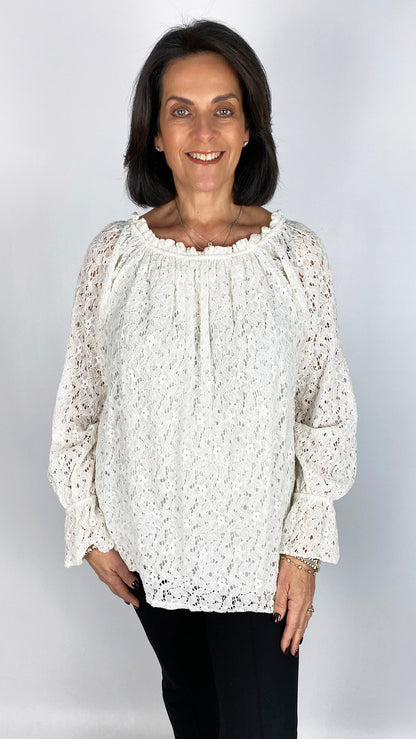 Lace & sequin on/off the shoulder top | 4 Colours
