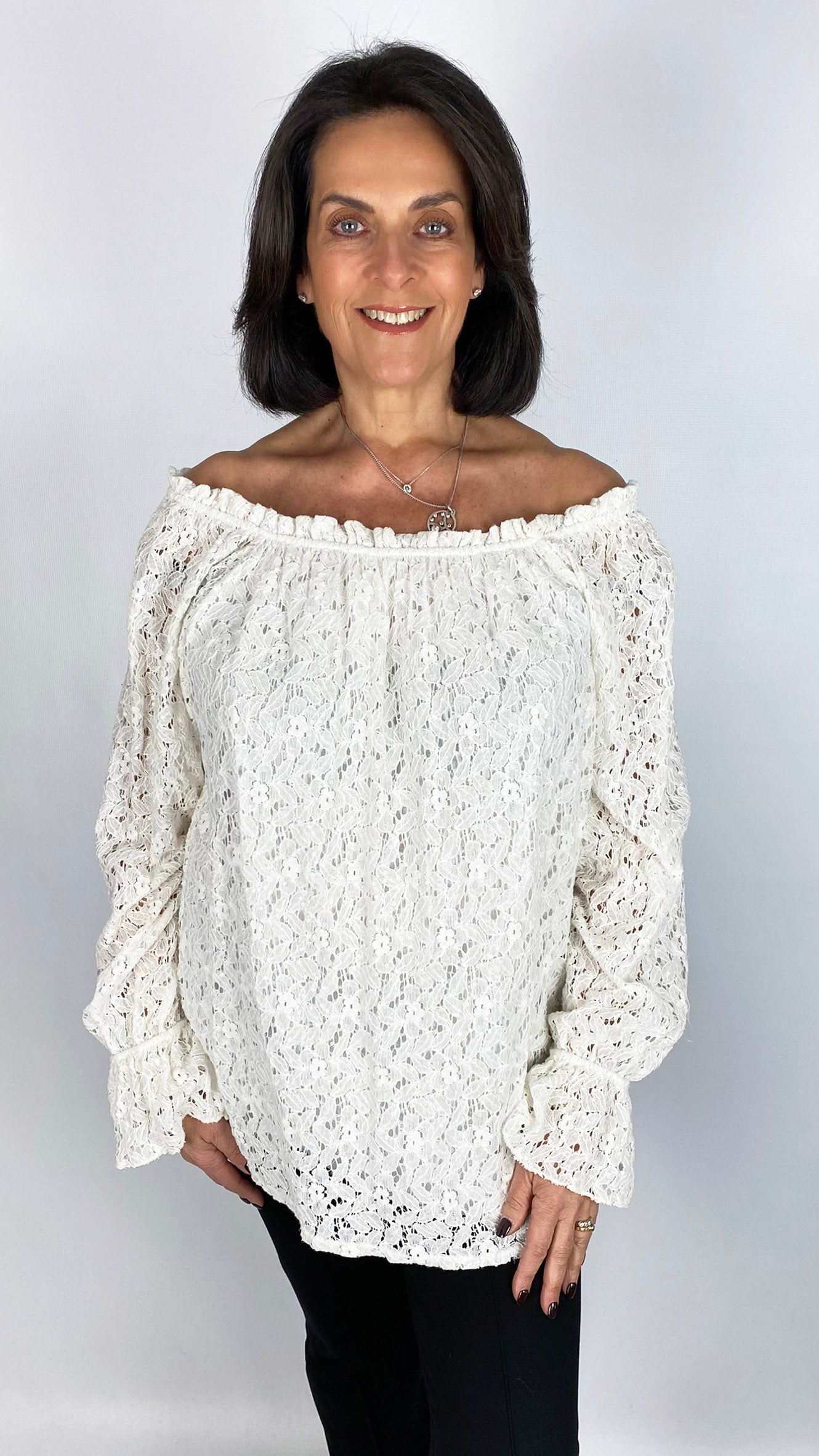 Lace & sequin on/off the shoulder top | 4 Colours