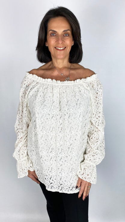 Lace & sequin on/off the shoulder top | 4 Colours