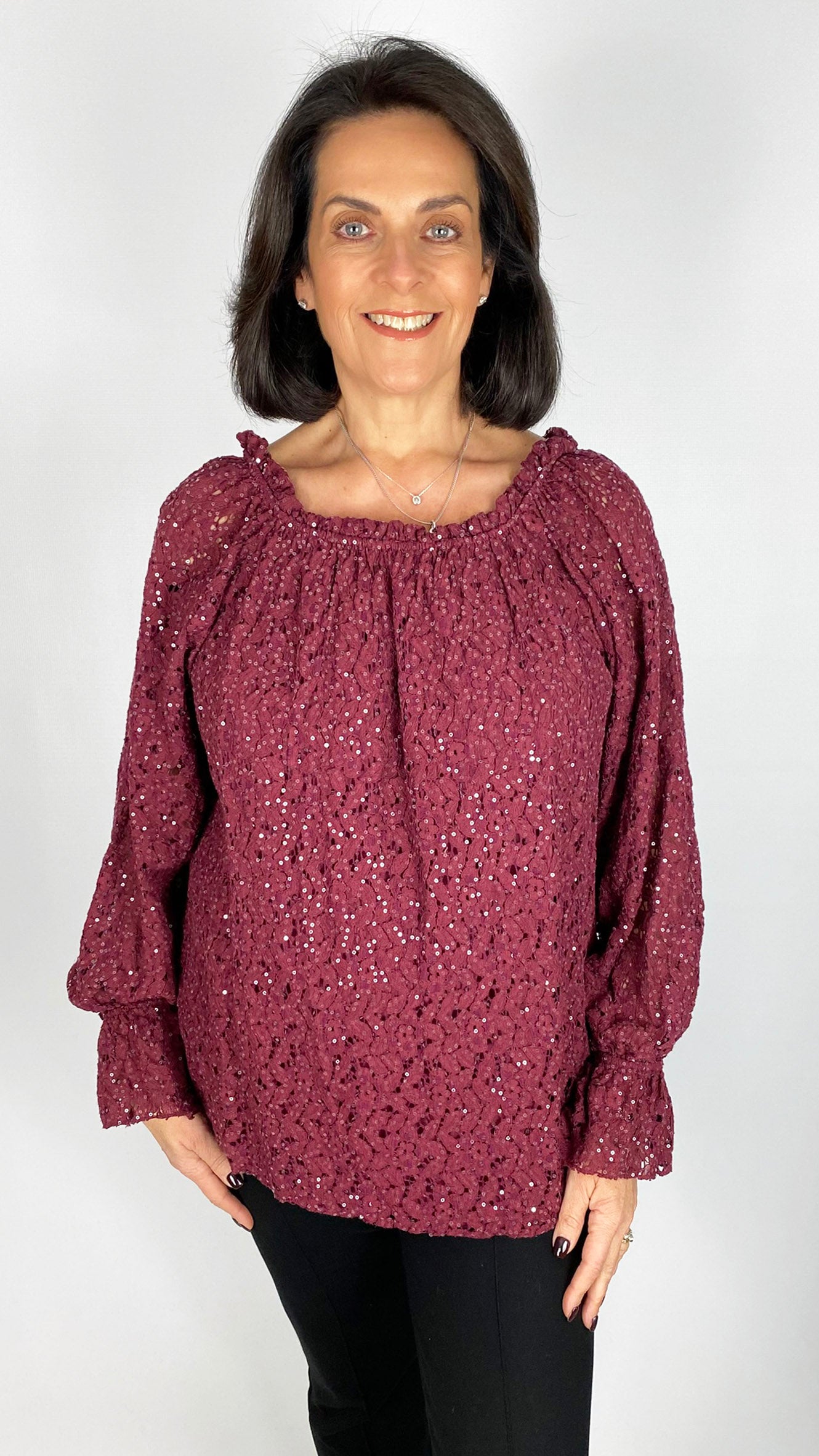 Lace & sequin on/off the shoulder top | 4 Colours