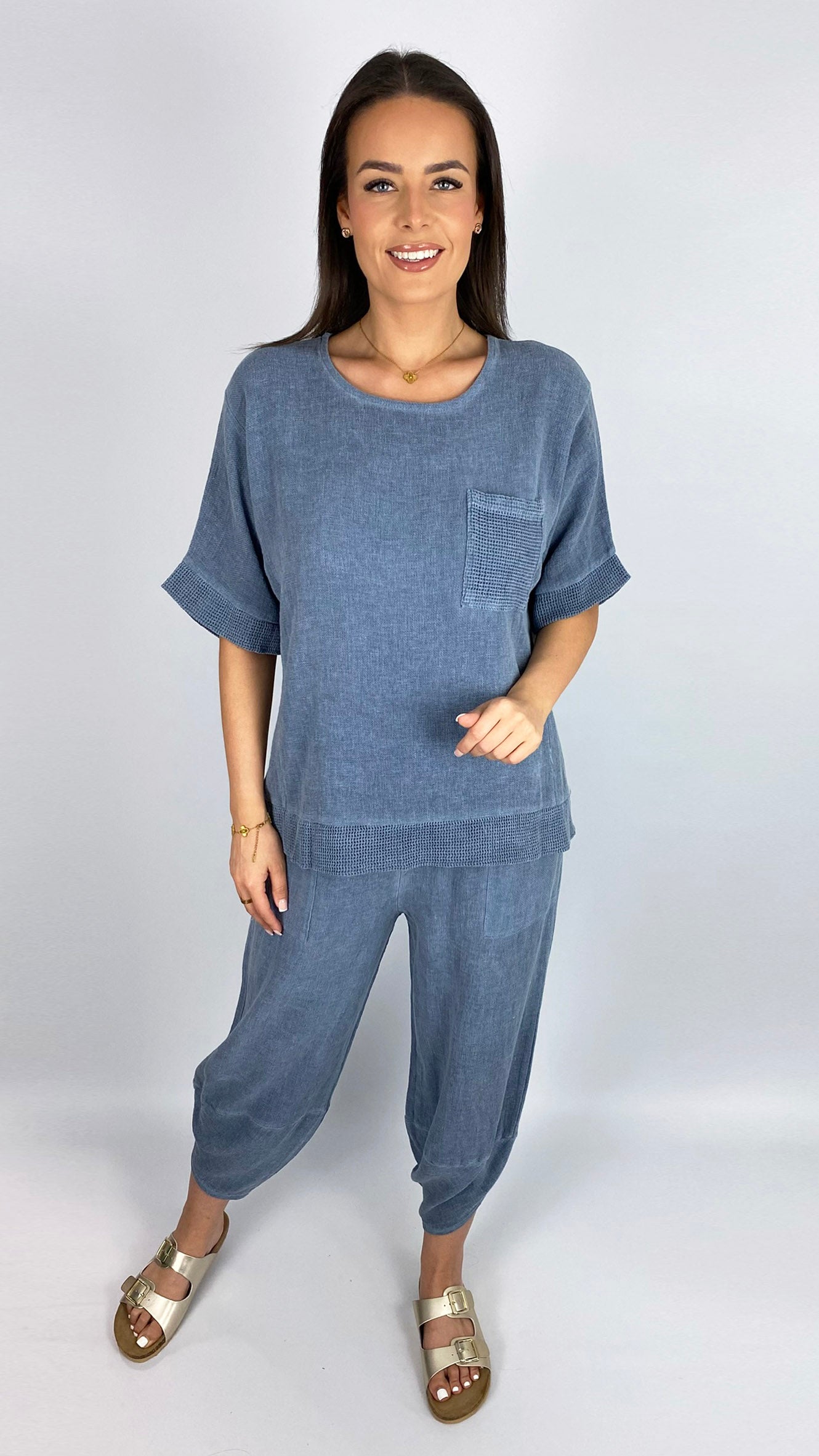 Cotton & linen mix slim-fit barrel-leg trouser | 2 Colours