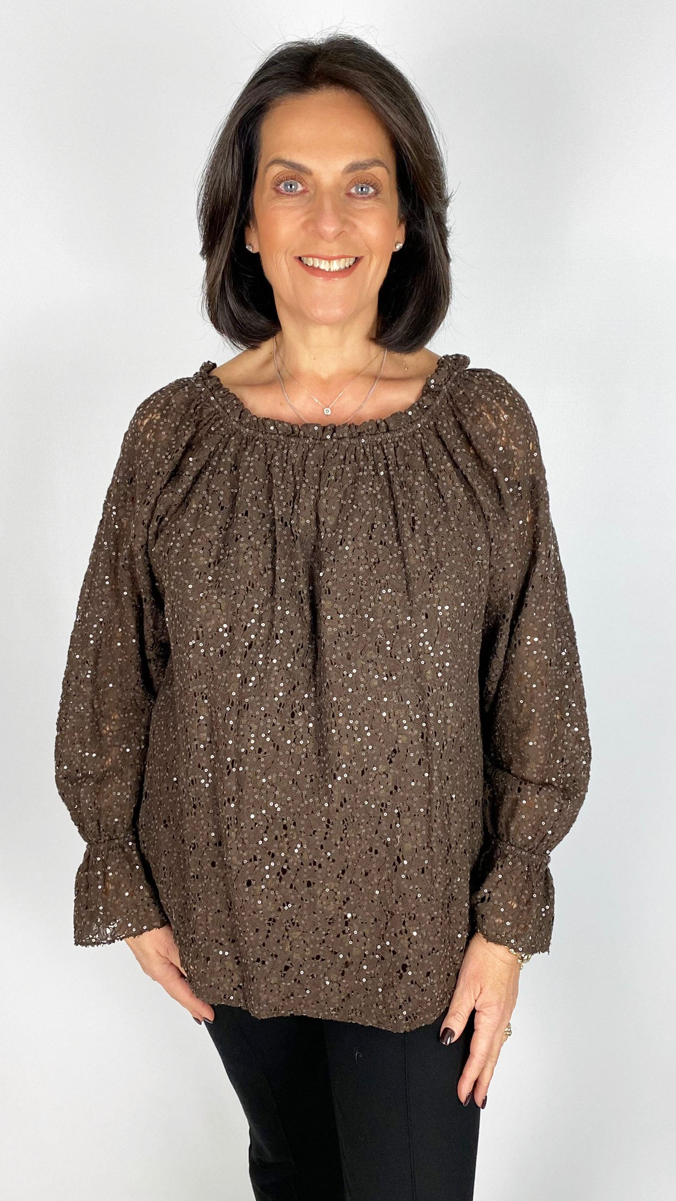 Lace & sequin on/off the shoulder top | 4 Colours