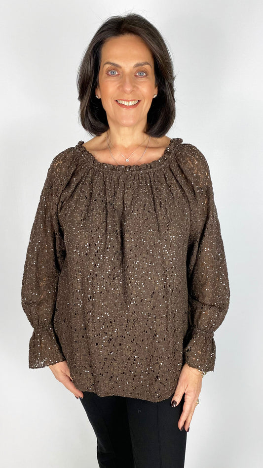 Lace & sequin on/off the shoulder top | 4 Colours