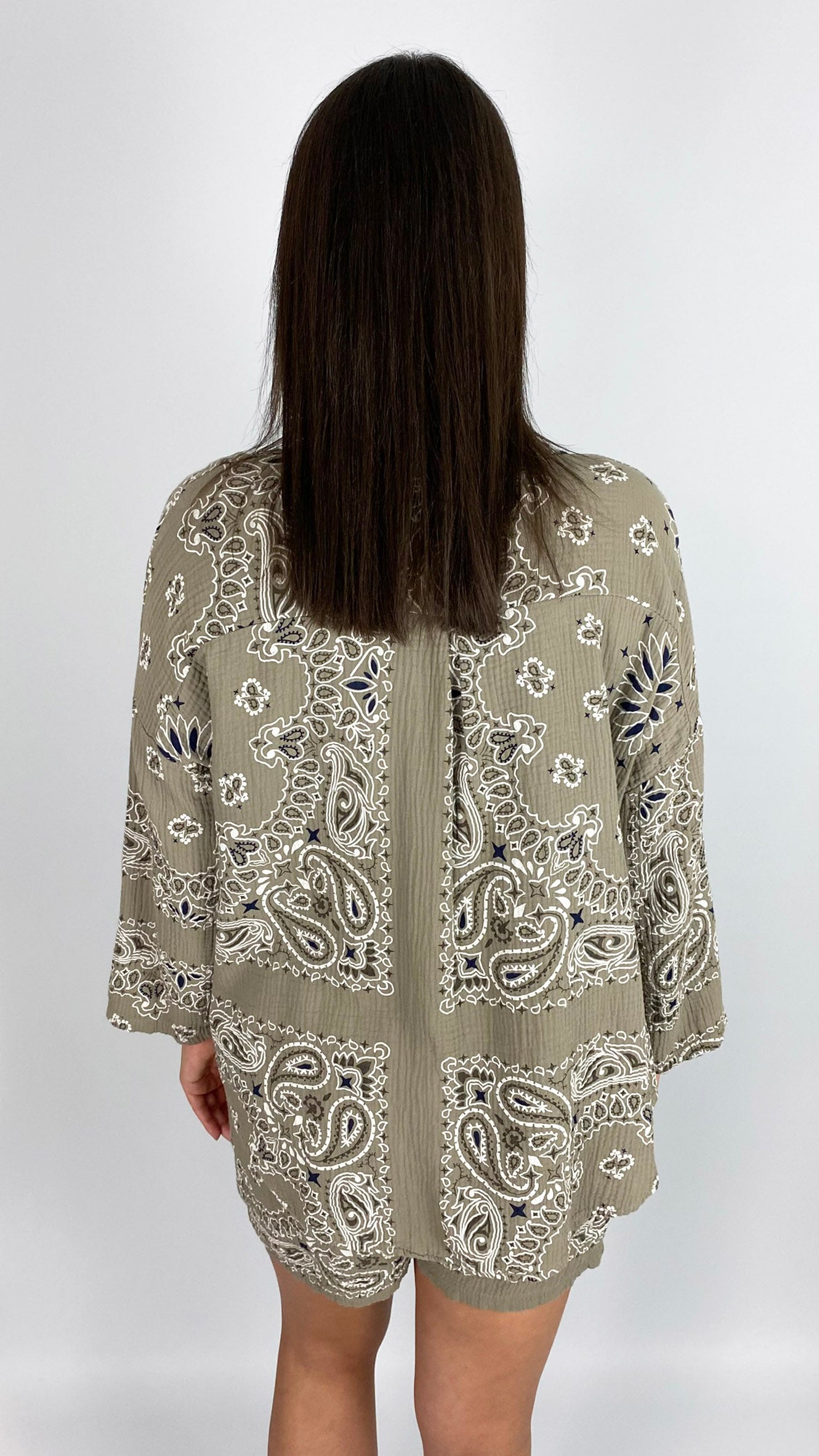 Cheesecloth bandana print button-through shirt| 3 Colours
