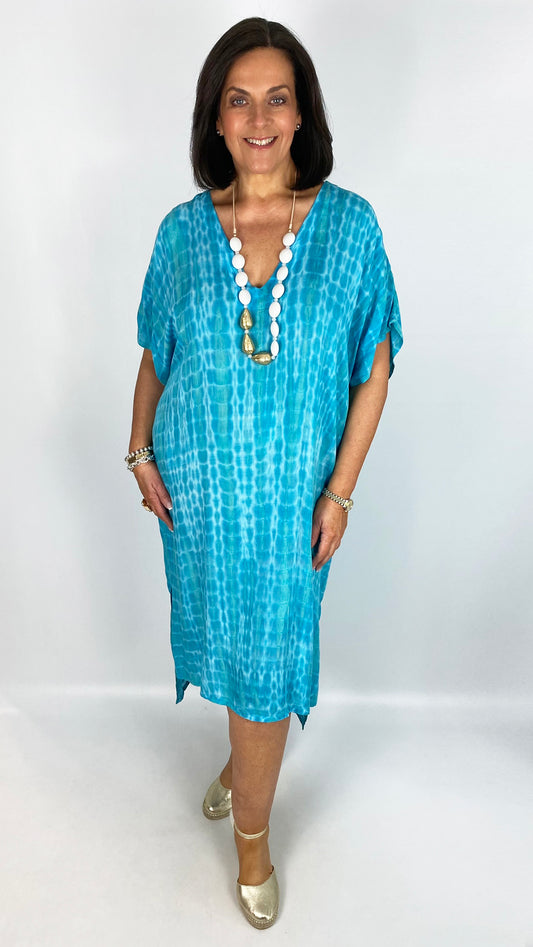 V front & back natural tie dye kaftan dress | 3 Colours