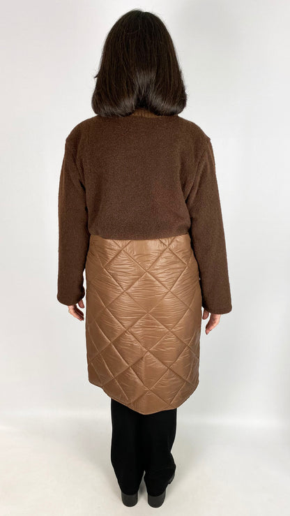 Half quilted zip-up longline jacket | 3 Colours