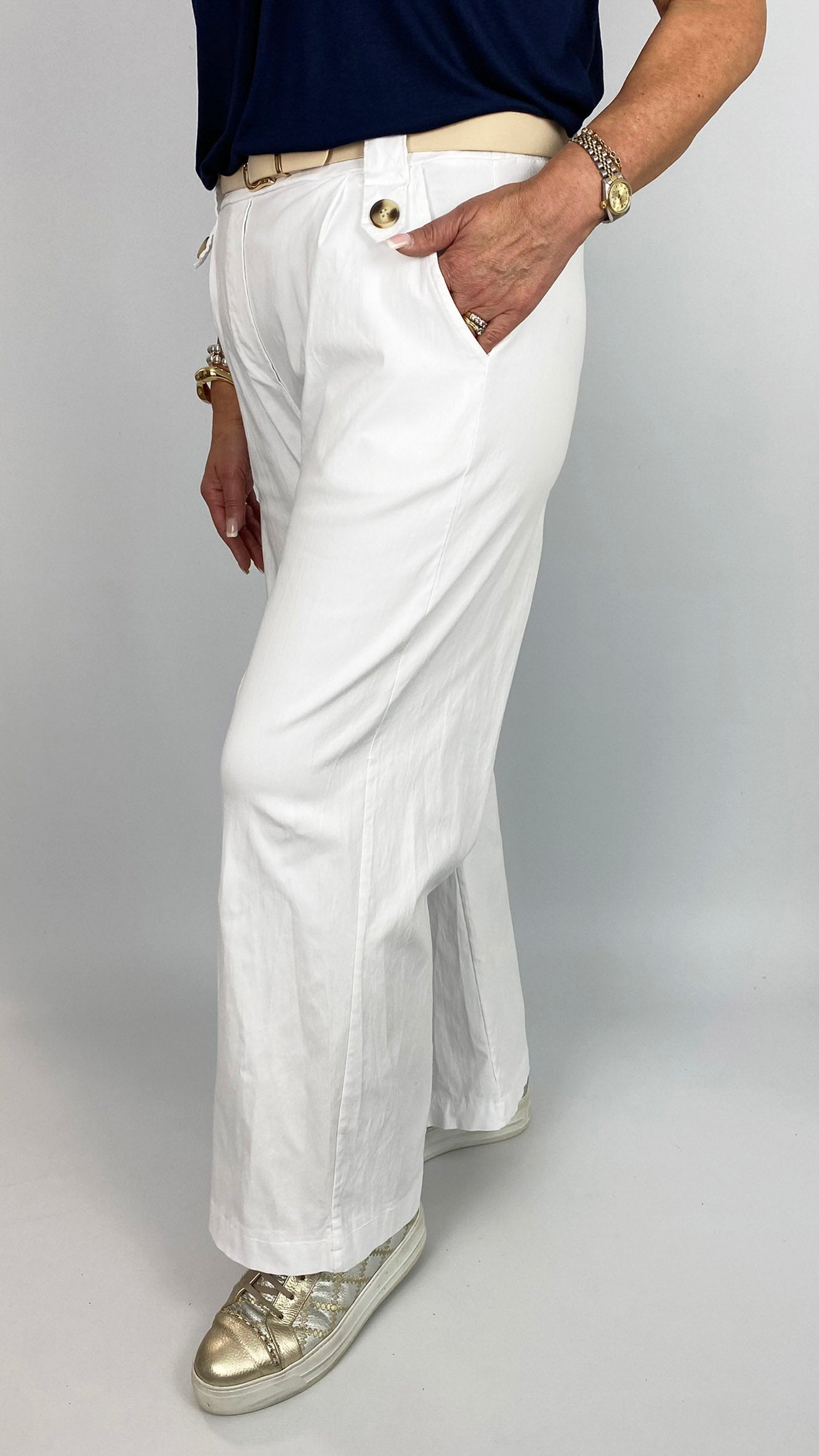 Stretch cotton straight-leg pull-on pant | 5 Colours