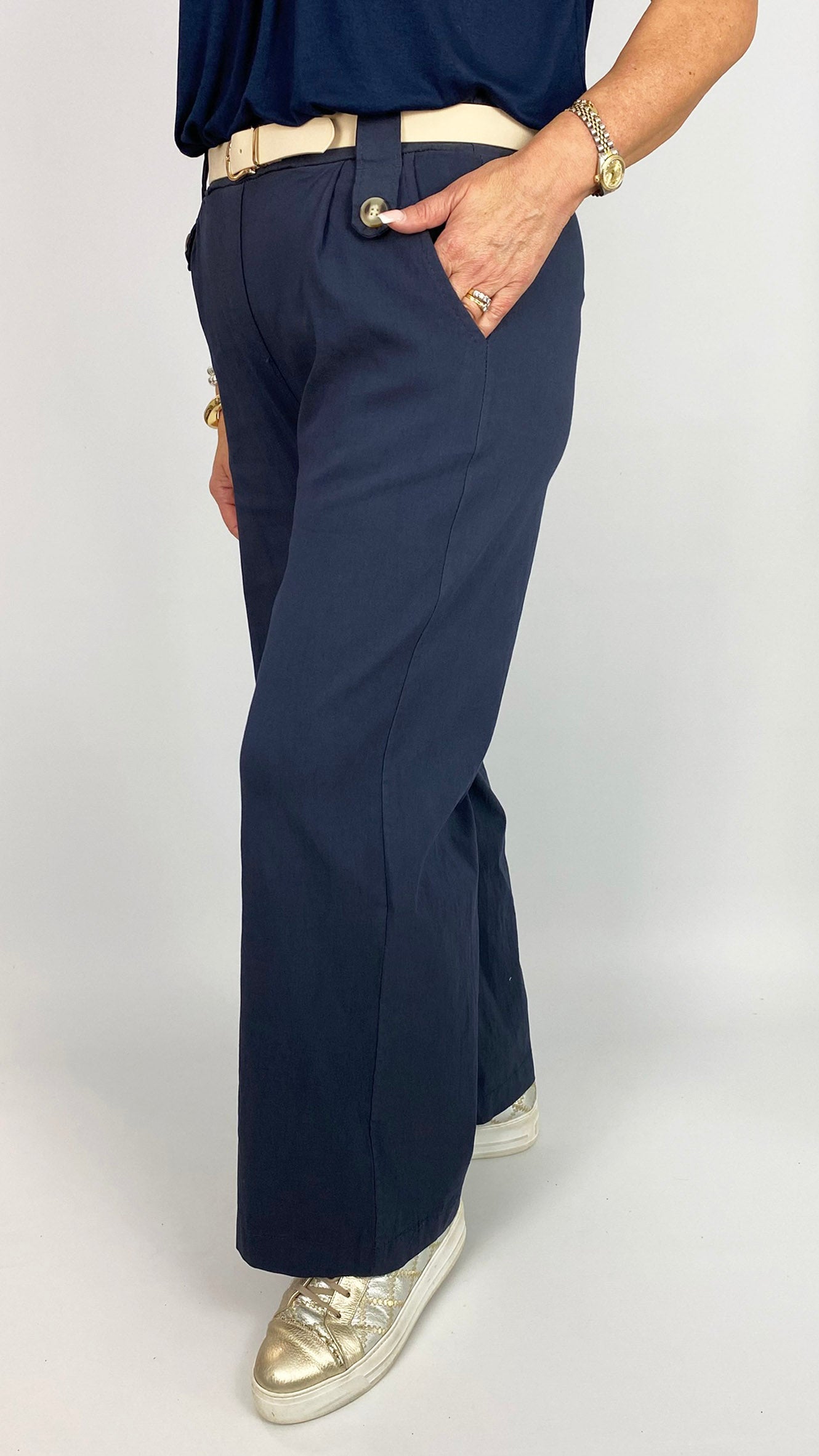 Stretch cotton straight-leg pull-on pant | 5 Colours