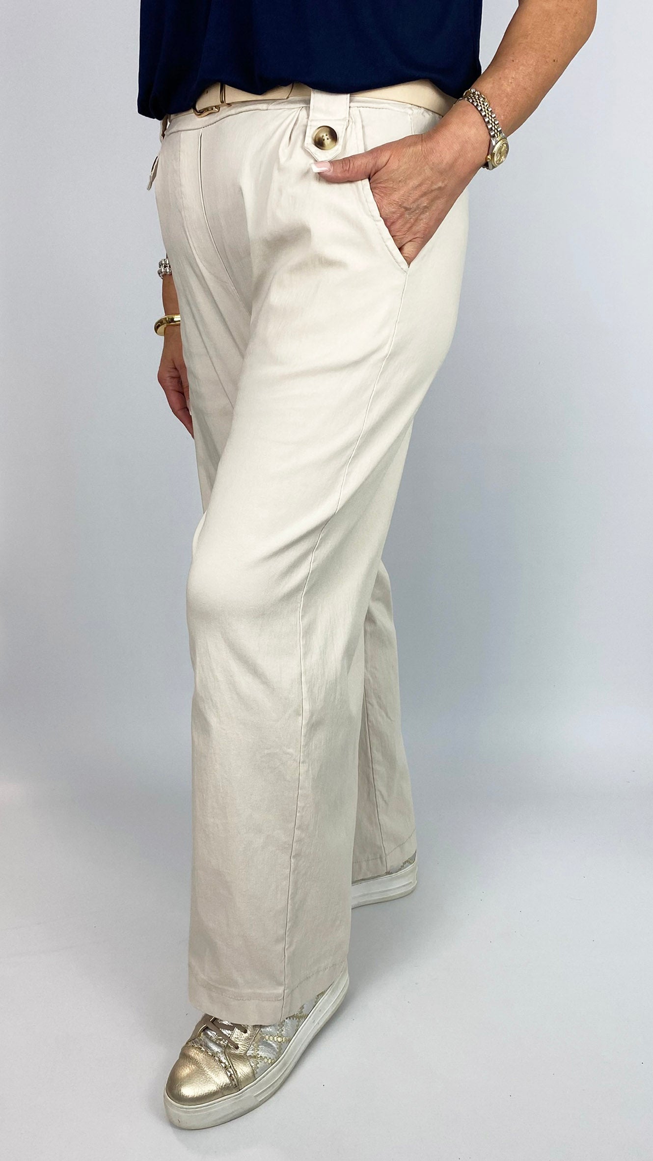Stretch cotton straight-leg pull-on pant | 5 Colours