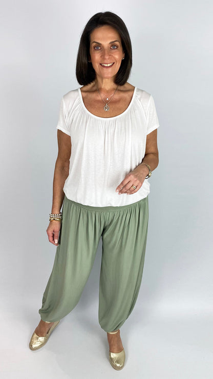 Ruched waistband jersey harem pants | 6 colours | back in!