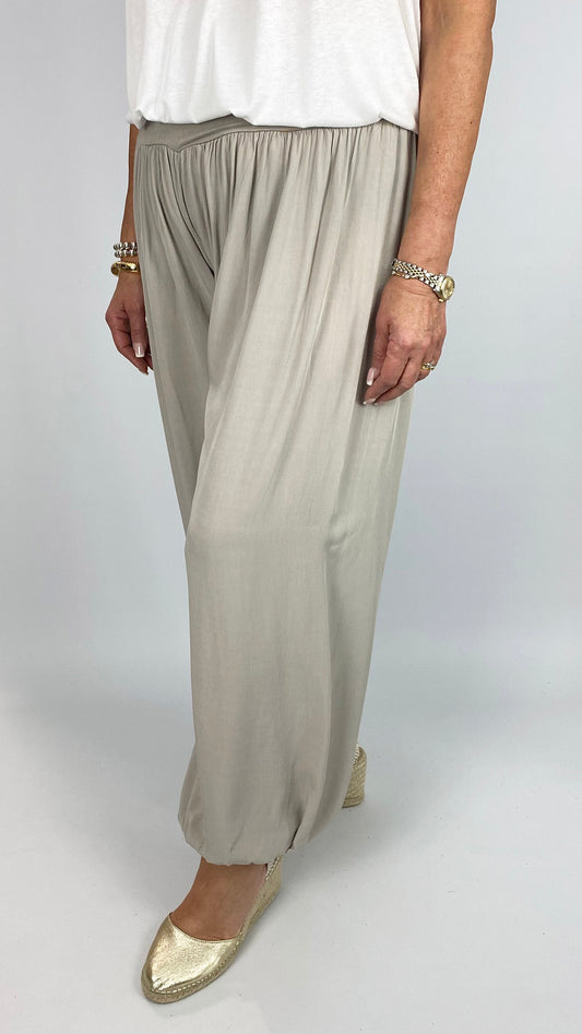 Ruched waistband jersey harem pants | 5 colours | new! Khaki & Taupe