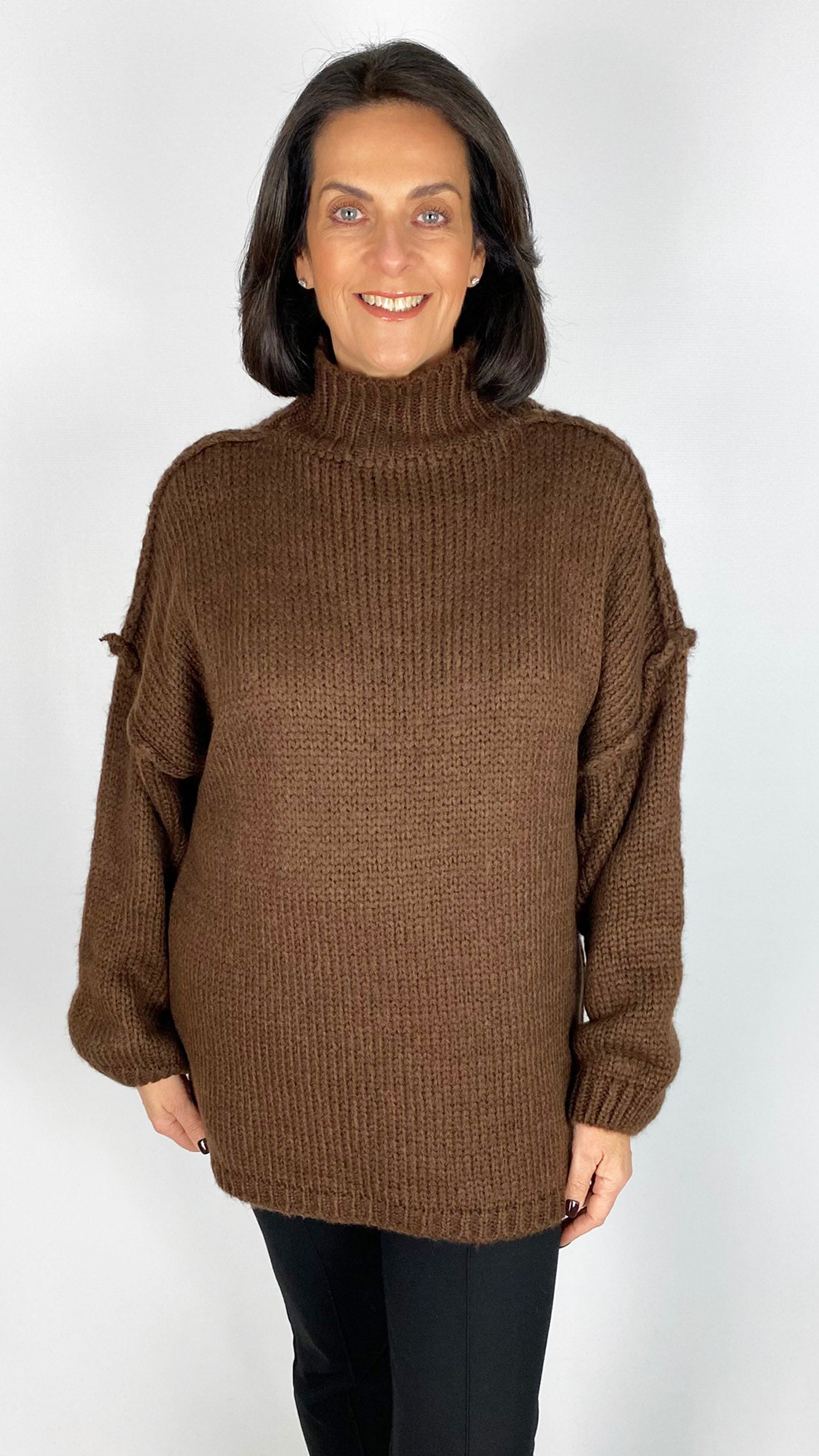 Exposed seam turtleneck cosy jumper | 2 Colours
