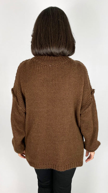 Exposed seam turtleneck cosy jumper | 2 Colours