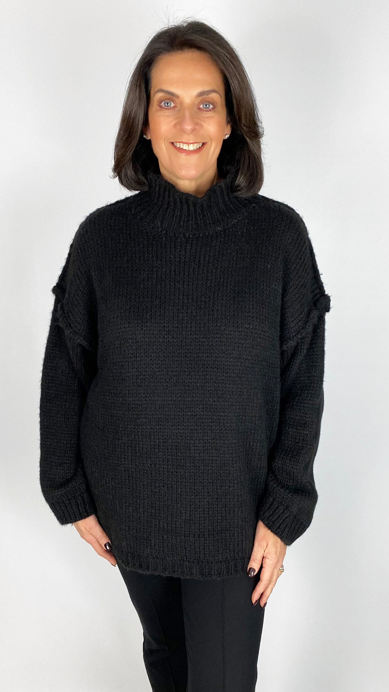 Exposed seam turtleneck cosy jumper | 2 Colours