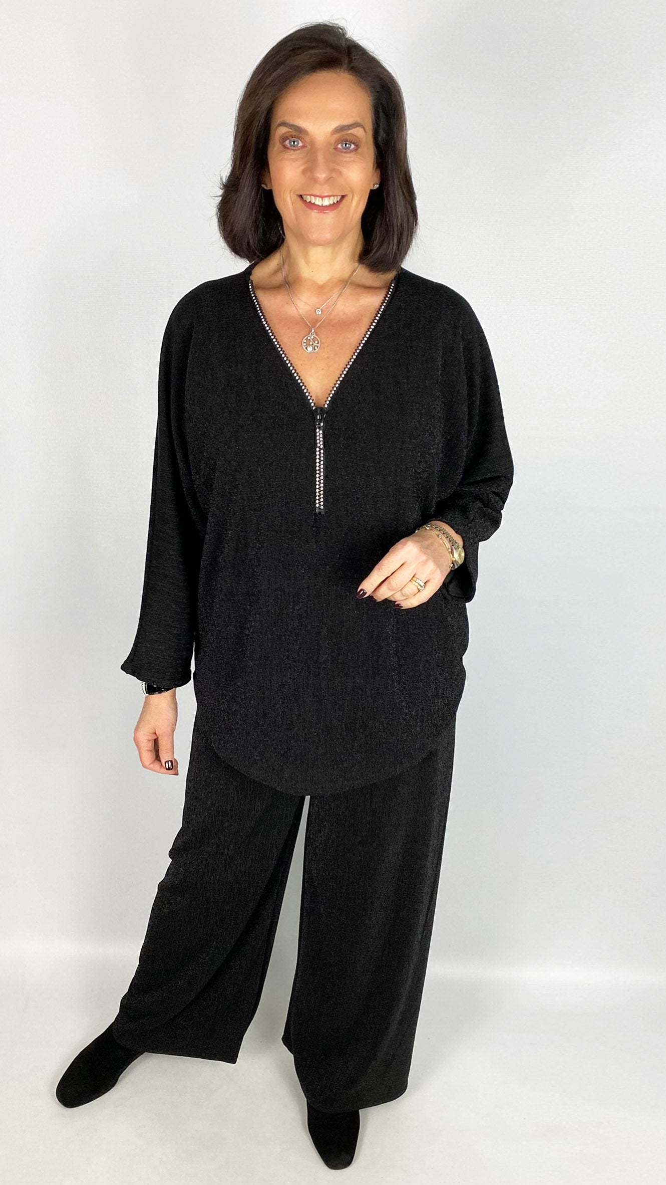 Lurex wide-leg trousers | 2 Colours