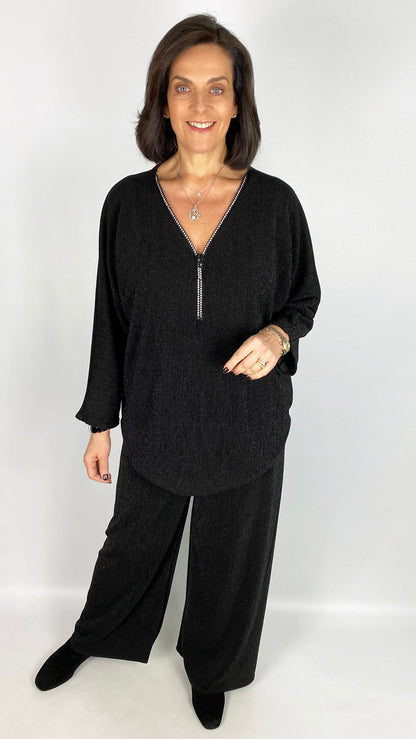 Lurex wide-leg trousers | 2 Colours