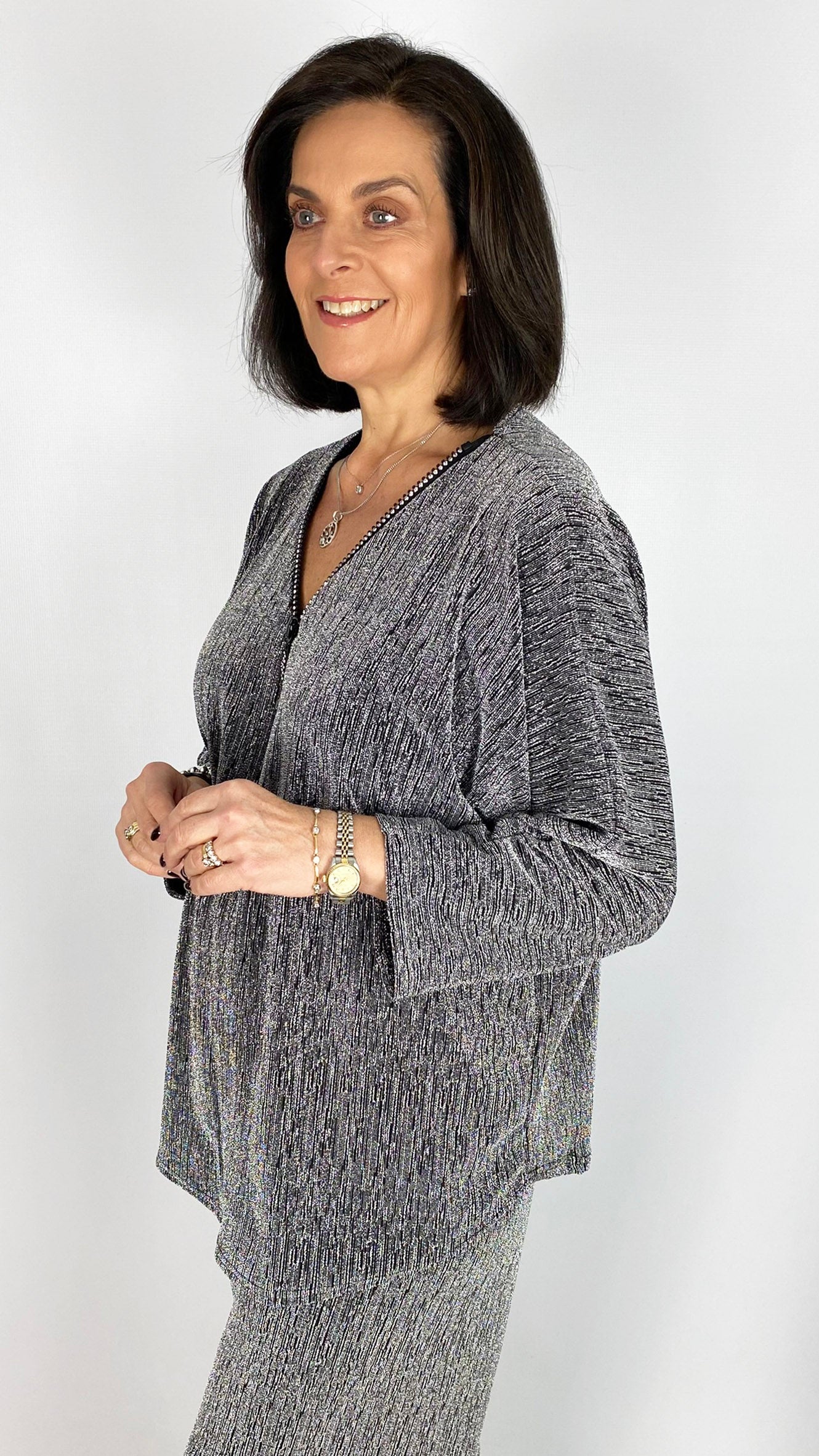 Lurex zip v-neck top | 4 Colours | Black back in! Limited!