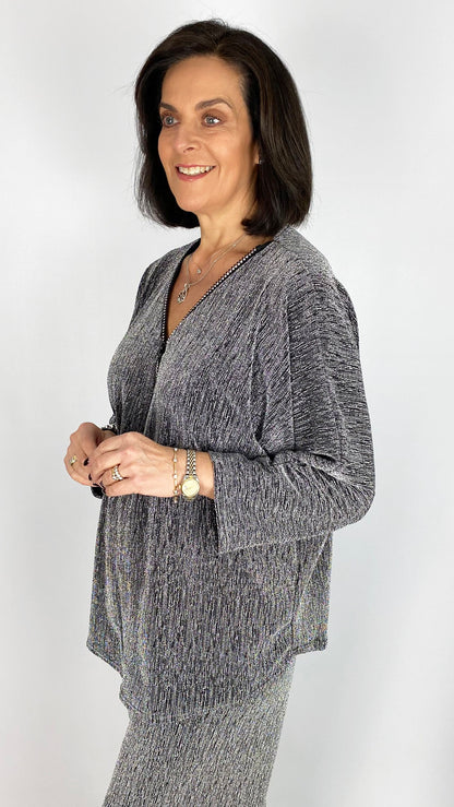 Lurex zip v-neck top | 4 Colours | Black back in! Limited!