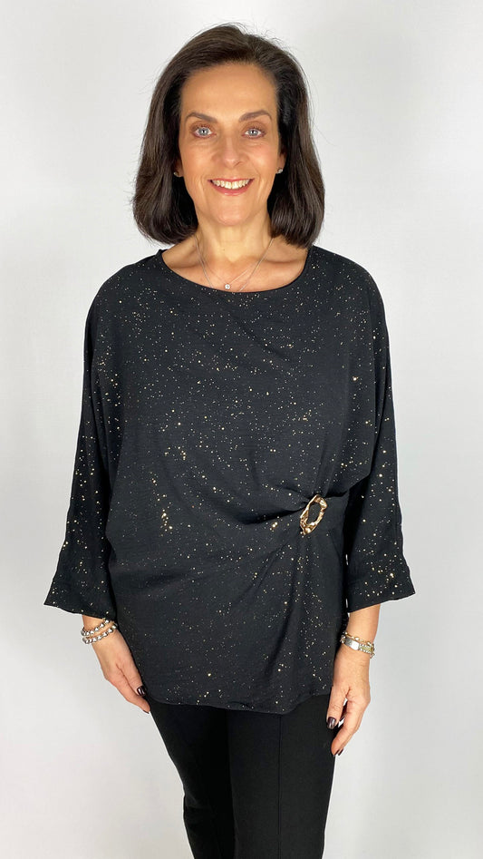 Side gathered sparkle top | 2 Colours