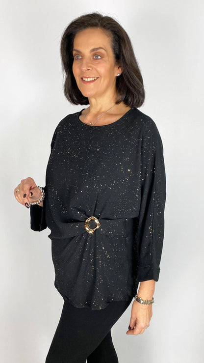 Side gathered sparkle top | 2 Colours