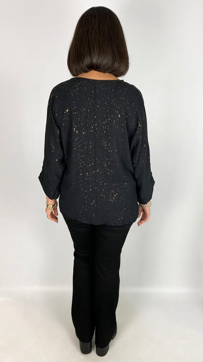 Side gathered sparkle top | 2 Colours