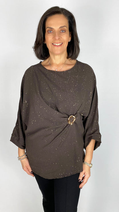 Side gathered sparkle top | 2 Colours