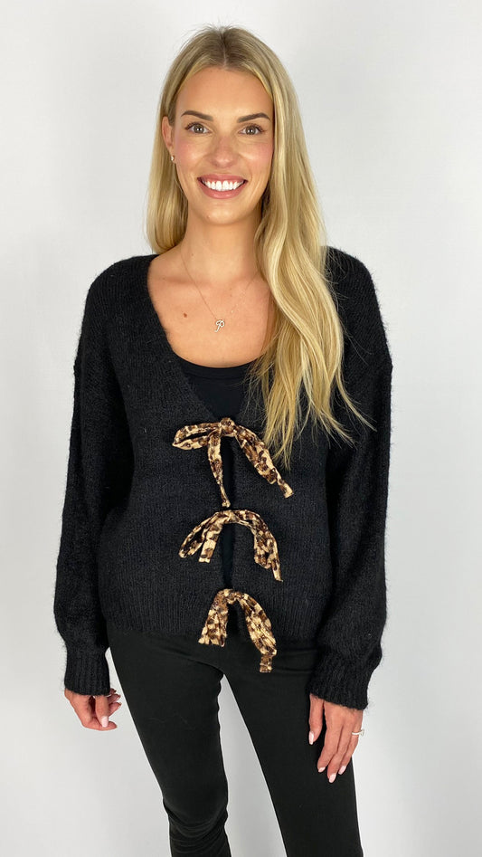 Animal Print tie front cardi (2 Colours) - last 1s