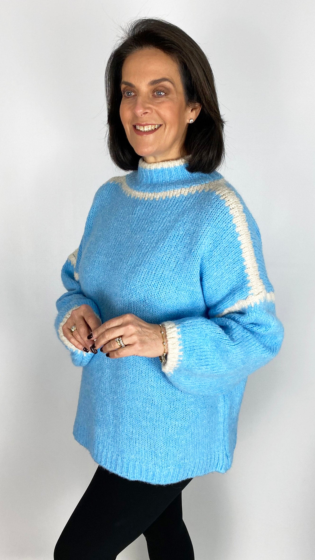 Turtle neck contrast stitch jumper | 3 Colours