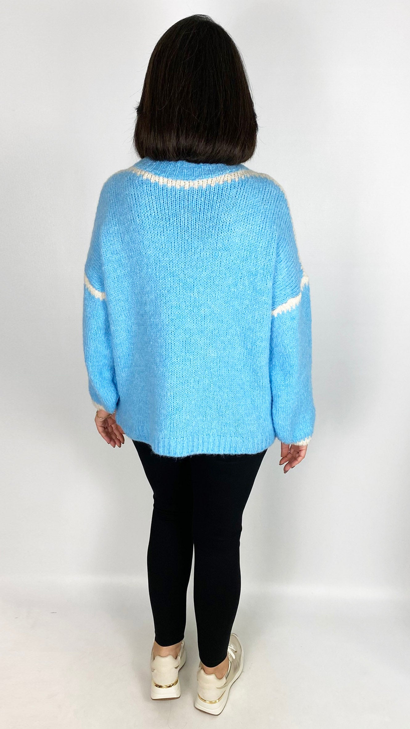 Turtle neck contrast stitch jumper | 3 Colours