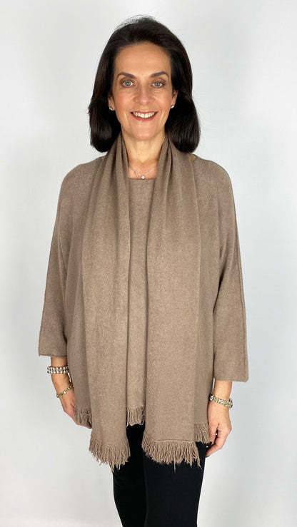 Fringed edge jumper & scarf set | 4 Colours