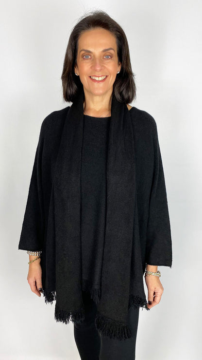 Fringed edge jumper & scarf set | 4 Colours