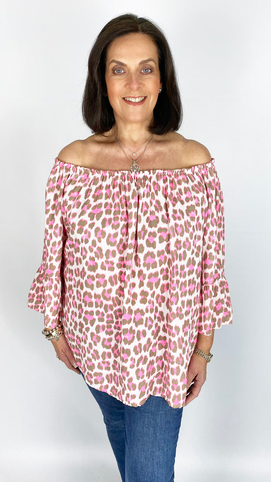 Animal print bardot top | 6 Colours