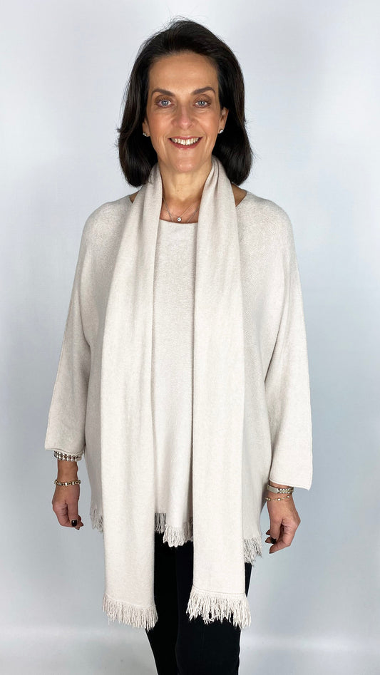 Fringed edge jumper & scarf set | 4 Colours