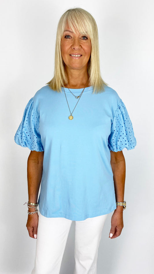 Broderie anglaise short balloon sleeve top | 3 Colours | last 1s