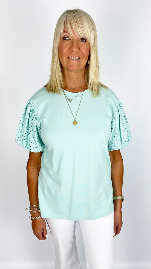 Broderie anglaise short balloon sleeve top | 3 Colours | last 1