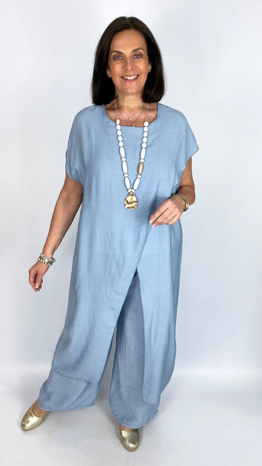 Longline crossover tunic & wide-leg trouser set | 5 Colours | back in, limited