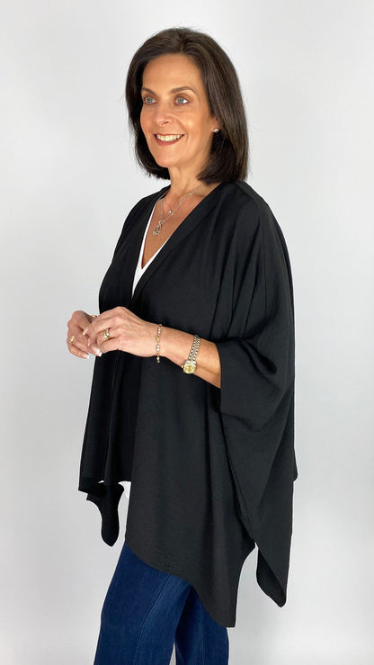 Crepe feel button-through top | Black | by Mat | last 1