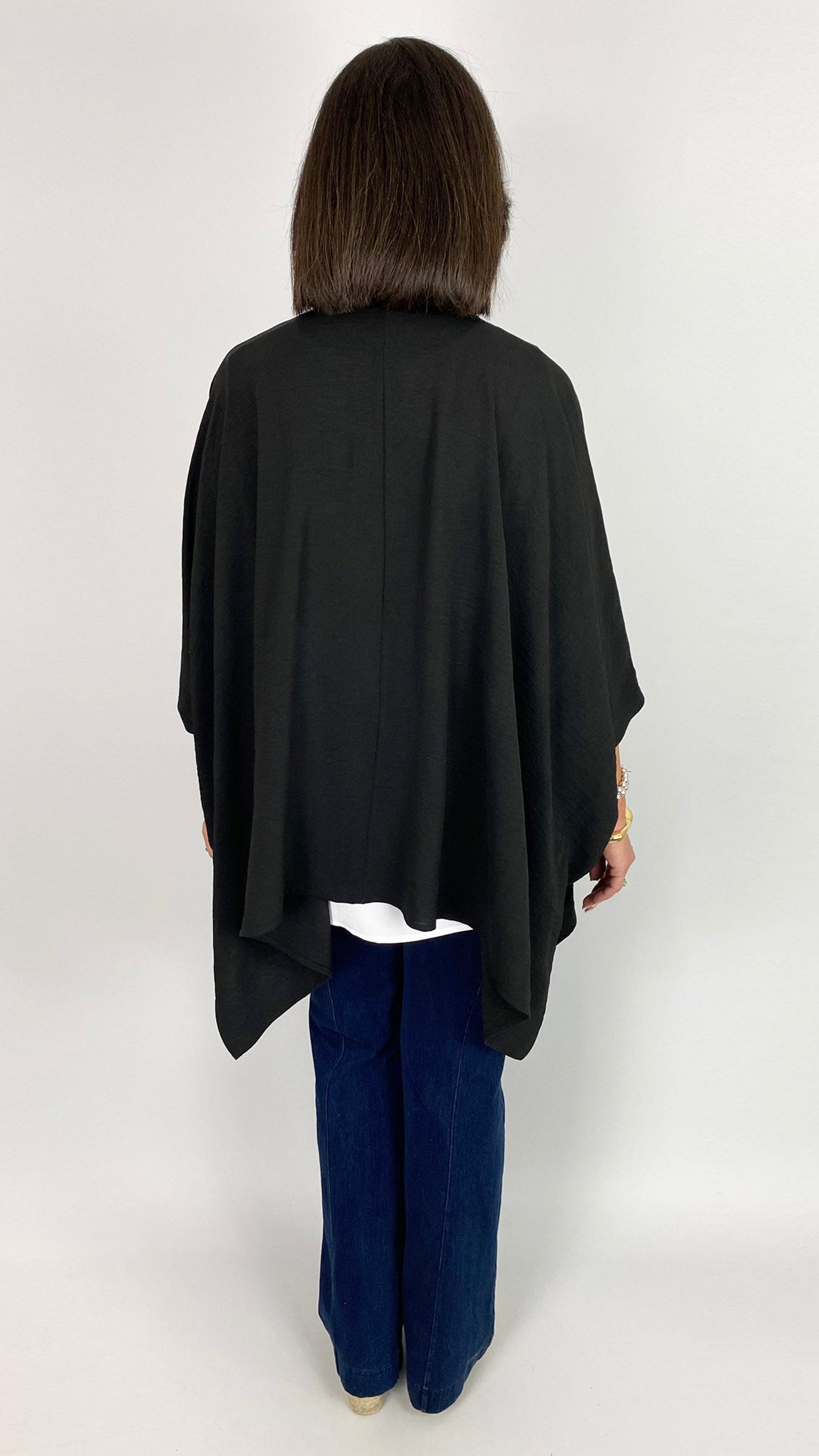 Crepe feel button-through top | Black | by Mat | last 1